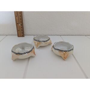 Set of 3 antique Vienna Austria luster iridescent open salt cellars